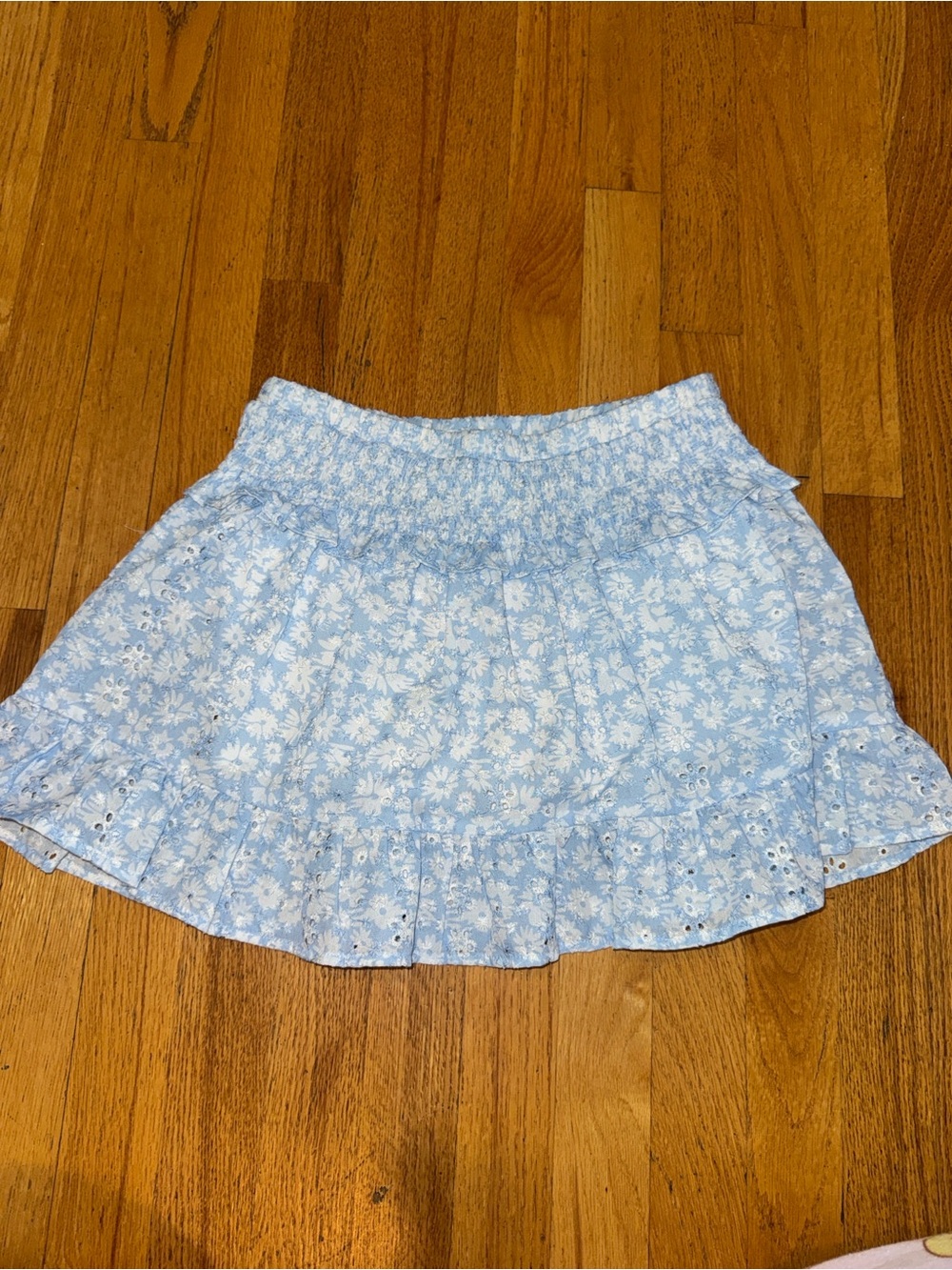 Design History Light Blue Floral Ruffle Mini Skort Youth XL